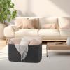 image:imageOIAHOMY 75L Blanket Basket Woven Cotton Rope Basket for Organizing 22x17x12 Used for Living Room Bedroom Nursery Light Yellow amp WhiteDark Grey