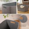 image:imageOIAHOMY 75L Blanket Basket Woven Cotton Rope Basket for Organizing 22x17x12 Used for Living Room Bedroom Nursery Light Yellow amp WhiteDark Grey