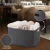 image:imageOIAHOMY 75L Blanket Basket Woven Cotton Rope Basket for Organizing 22x17x12 Used for Living Room Bedroom Nursery Light Yellow amp WhiteDark Grey