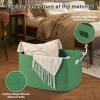 image:imageOIAHOMY 75L Blanket Basket Woven Cotton Rope Basket for Organizing 22x17x12 Used for Living Room Bedroom Nursery Light Yellow amp WhiteGreen