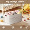 image:imageOIAHOMY 75L Blanket Basket Woven Cotton Rope Basket for Organizing 22x17x12 Used for Living Room Bedroom Nursery Light Yellow amp WhiteLight Yellow  White