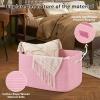 image:imageOIAHOMY 75L Blanket Basket Woven Cotton Rope Basket for Organizing 22x17x12 Used for Living Room Bedroom Nursery Light Yellow amp WhitePink