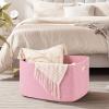 image:imageOIAHOMY 75L Blanket Basket Woven Cotton Rope Basket for Organizing 22x17x12 Used for Living Room Bedroom Nursery Light Yellow amp WhitePink