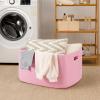 image:imageOIAHOMY 75L Blanket Basket Woven Cotton Rope Basket for Organizing 22x17x12 Used for Living Room Bedroom Nursery Light Yellow amp WhitePink