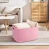 image:imageOIAHOMY 75L Blanket Basket Woven Cotton Rope Basket for Organizing 22x17x12 Used for Living Room Bedroom Nursery Light Yellow amp WhitePink