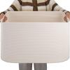 image:imageOIAHOMY 75L Blanket Basket Woven Cotton Rope Basket for Organizing 22x17x12 Used for Living Room Bedroom Nursery Light Yellow amp WhiteWhite