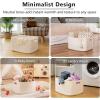image:imageOIAHOMY 75L Blanket Basket Woven Cotton Rope Basket for Organizing 22x17x12 Used for Living Room Bedroom Nursery Light Yellow amp WhiteWhite