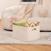 image:imageOIAHOMY 75L Blanket Basket Woven Cotton Rope Basket for Organizing 22x17x12 Used for Living Room Bedroom Nursery Light Yellow amp WhiteWhite