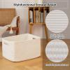 image:imageOIAHOMY 75L Blanket Basket Woven Cotton Rope Basket for Organizing 22x17x12 Used for Living Room Bedroom Nursery Light Yellow amp WhiteWhite