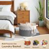 image:imageOIAHOMY 90L Blanket Basket for Living Room Large Basket 23 x 23 x 13 with Handle Laundry Hamper for Blankets Pillows Toy Storage for Kids Dogs  Brown amp WhiteGrey  White