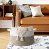 image:imageOIAHOMY 90L Blanket Basket for Living Room Large Basket 23 x 23 x 13 with Handle Laundry Hamper for Blankets Pillows Toy Storage for Kids Dogs  Brown amp WhiteLight Brown  White