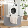 image:imageOIAHOMY 90L Blanket Basket for Living Room Large Basket 23 x 23 x 13 with Handle Laundry Hamper for Blankets Pillows Toy Storage for Kids Dogs  Brown amp WhiteLight Grey