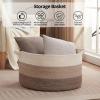 image:imageOIAHOMY 90L Blanket Basket for Living Room Large Basket 23 x 23 x 13 with Handle Laundry Hamper for Blankets Pillows Toy Storage for Kids Dogs  Brown amp WhiteGradient Brown