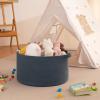 image:imageOIAHOMY 90L Blanket Basket for Living Room Large Basket 23 x 23 x 13 with Handle Laundry Hamper for Blankets Pillows Toy Storage for Kids Dogs  Brown amp WhiteBlue