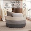 image:imageOIAHOMY 90L Blanket Basket for Living Room Large Basket 23 x 23 x 13 with Handle Laundry Hamper for Blankets Pillows Toy Storage for Kids Dogs  Brown amp WhiteGradient Grey