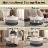image:imageOIAHOMY 90L Blanket Basket for Living Room Large Basket 23 x 23 x 13 with Handle Laundry Hamper for Blankets Pillows Toy Storage for Kids Dogs  Brown amp WhiteGardient Dark Grey