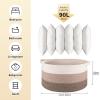 image:imageOIAHOMY 90L Blanket Basket for Living Room Large Basket 23 x 23 x 13 with Handle Laundry Hamper for Blankets Pillows Toy Storage for Kids Dogs  Brown amp WhiteGradient Brown