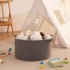 image:imageOIAHOMY 90L Blanket Basket for Living Room Large Basket 23 x 23 x 13 with Handle Laundry Hamper for Blankets Pillows Toy Storage for Kids Dogs  Brown amp WhiteGrey