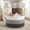 image:imageOIAHOMY 90L Blanket Basket for Living Room Large Basket 23 x 23 x 13 with Handle Laundry Hamper for Blankets Pillows Toy Storage for Kids Dogs  Brown amp WhiteGardient Dark Grey