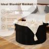 image:imageOIAHOMY 90L Blanket Basket for Living Room Large Basket 23 x 23 x 13 with Handle Laundry Hamper for Blankets Pillows Toy Storage for Kids Dogs  Brown amp WhiteBlack