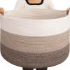 image:imageOIAHOMY 90L Blanket Basket for Living Room Large Basket 23 x 23 x 13 with Handle Laundry Hamper for Blankets Pillows Toy Storage for Kids Dogs  Brown amp WhiteGradient Brown