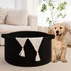 image:imageOIAHOMY 90L Blanket Basket for Living Room Large Basket 23 x 23 x 13 with Handle Laundry Hamper for Blankets Pillows Toy Storage for Kids Dogs  Brown amp WhiteBlack