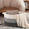 image:imageOIAHOMY 90L Blanket Basket for Living Room Large Basket 23 x 23 x 13 with Handle Laundry Hamper for Blankets Pillows Toy Storage for Kids Dogs  Brown amp WhiteGardient Dark Grey
