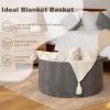 image:imageOIAHOMY 90L Blanket Basket for Living Room Large Basket 23 x 23 x 13 with Handle Laundry Hamper for Blankets Pillows Toy Storage for Kids Dogs  Brown amp WhiteGrey