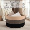 image:imageOIAHOMY 90L Blanket Basket for Living Room Large Basket 23 x 23 x 13 with Handle Laundry Hamper for Blankets Pillows Toy Storage for Kids Dogs  Brown amp WhiteYellow and Black
