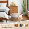 image:imageOIAHOMY 90L Blanket Basket for Living Room Large Basket 23 x 23 x 13 with Handle Laundry Hamper for Blankets Pillows Toy Storage for Kids Dogs  Brown amp WhiteYellow  White