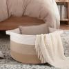 image:imageOIAHOMY 90L Blanket Basket for Living Room Large Basket 23 x 23 x 13 with Handle Laundry Hamper for Blankets Pillows Toy Storage for Kids Dogs  Brown amp WhiteGardient Light Brown