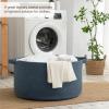 image:imageOIAHOMY 90L Blanket Basket for Living Room Large Basket 23 x 23 x 13 with Handle Laundry Hamper for Blankets Pillows Toy Storage for Kids Dogs  Brown amp WhiteBlue