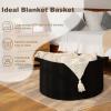 image:imageOIAHOMY 90L Blanket Basket for Living Room Large Basket 23 x 23 x 13 with Handle Laundry Hamper for Blankets Pillows Toy Storage for Kids Dogs  Brown amp WhiteBlack