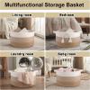 image:imageOIAHOMY 90L Blanket Basket for Living Room Large Basket 23 x 23 x 13 with Handle Laundry Hamper for Blankets Pillows Toy Storage for Kids Dogs  Brown amp WhiteGardient Light Brown