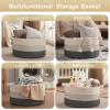 image:imageOIAHOMY 90L Blanket Basket for Living Room Large Basket 23 x 23 x 13 with Handle Laundry Hamper for Blankets Pillows Toy Storage for Kids Dogs  Brown amp WhiteBlack and White