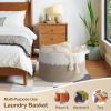 image:imageOIAHOMY 90L Blanket Basket for Living Room Large Basket 23 x 23 x 13 with Handle Laundry Hamper for Blankets Pillows Toy Storage for Kids Dogs  Brown amp WhiteLight Brown  White
