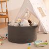 image:imageOIAHOMY 90L Blanket Basket for Living Room Large Basket 23 x 23 x 13 with Handle Laundry Hamper for Blankets Pillows Toy Storage for Kids Dogs  Brown amp WhiteGrey