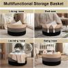 image:imageOIAHOMY 90L Blanket Basket for Living Room Large Basket 23 x 23 x 13 with Handle Laundry Hamper for Blankets Pillows Toy Storage for Kids Dogs  Brown amp WhiteYellow and Black