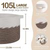 image:imageOIAHOMY 90L Blanket Basket for Living Room Large Basket 23 x 23 x 13 with Handle Laundry Hamper for Blankets Pillows Toy Storage for Kids Dogs  Brown amp WhiteBrown  White