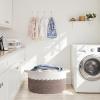 image:imageOIAHOMY 90L Blanket Basket for Living Room Large Basket 23 x 23 x 13 with Handle Laundry Hamper for Blankets Pillows Toy Storage for Kids Dogs  Brown amp WhiteBrown  White