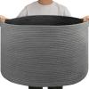 image:imageOIAHOMY 90L Blanket Basket for Living Room Large Basket 23 x 23 x 13 with Handle Laundry Hamper for Blankets Pillows Toy Storage for Kids Dogs  Brown amp WhiteGrey