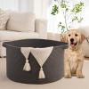image:imageOIAHOMY 90L Blanket Basket for Living Room Large Basket 23 x 23 x 13 with Handle Laundry Hamper for Blankets Pillows Toy Storage for Kids Dogs  Brown amp WhiteGrey