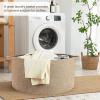 image:imageOIAHOMY 90L Blanket Basket for Living Room Large Basket 23 x 23 x 13 with Handle Laundry Hamper for Blankets Pillows Toy Storage for Kids Dogs  Brown amp WhiteBrown