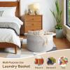 image:imageOIAHOMY 90L Blanket Basket for Living Room Large Basket 23 x 23 x 13 with Handle Laundry Hamper for Blankets Pillows Toy Storage for Kids Dogs  Brown amp WhiteLight Grey  White