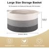 image:imageOIAHOMY 90L Blanket Basket for Living Room Large Basket 23 x 23 x 13 with Handle Laundry Hamper for Blankets Pillows Toy Storage for Kids Dogs  Brown amp WhiteGradient Grey