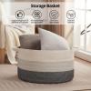 image:imageOIAHOMY 90L Blanket Basket for Living Room Large Basket 23 x 23 x 13 with Handle Laundry Hamper for Blankets Pillows Toy Storage for Kids Dogs  Brown amp WhiteBlack and White