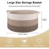 image:imageOIAHOMY 90L Blanket Basket for Living Room Large Basket 23 x 23 x 13 with Handle Laundry Hamper for Blankets Pillows Toy Storage for Kids Dogs  Brown amp WhiteGradient Brown