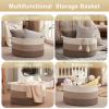 image:imageOIAHOMY 90L Blanket Basket for Living Room Large Basket 23 x 23 x 13 with Handle Laundry Hamper for Blankets Pillows Toy Storage for Kids Dogs  Brown amp WhiteGradient Brown