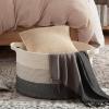 image:imageOIAHOMY 90L Blanket Basket for Living Room Large Basket 23 x 23 x 13 with Handle Laundry Hamper for Blankets Pillows Toy Storage for Kids Dogs  Brown amp WhiteBlack and White