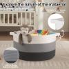 image:imageOIAHOMY 90L Blanket Basket for Living Room Large Basket 23 x 23 x 13 with Handle Laundry Hamper for Blankets Pillows Toy Storage for Kids Dogs  Brown amp WhiteGardient Dark Grey